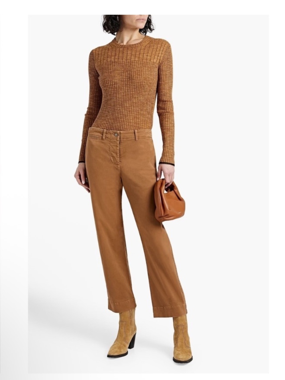 Nili Lotan Tomboy Casual Chino Pants in Caramel Brown SZ 0